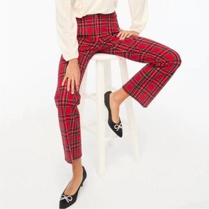 J. CREW Kelsey Tartan Cropped Kick Flare Leg Plaid Holiday Pants Red Size 12